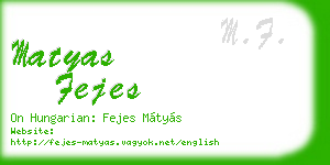 matyas fejes business card